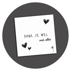 Zwart-wit kaart Dank Je Wel