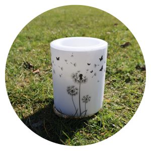 Kaars met opdruk paardenbloem pluis