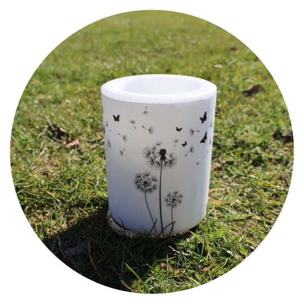 Kaars met opdruk paardenbloem pluis