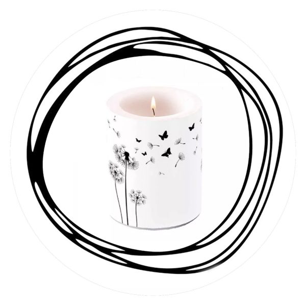 Kaars met opdruk paardenbloem pluis