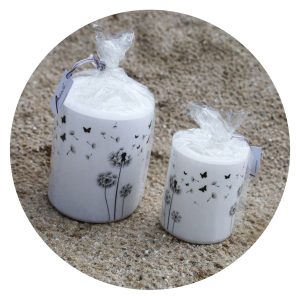 Kaars met opdruk paardenbloem pluis