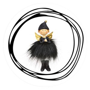 Engel zwart mutsje gevouwen handjes