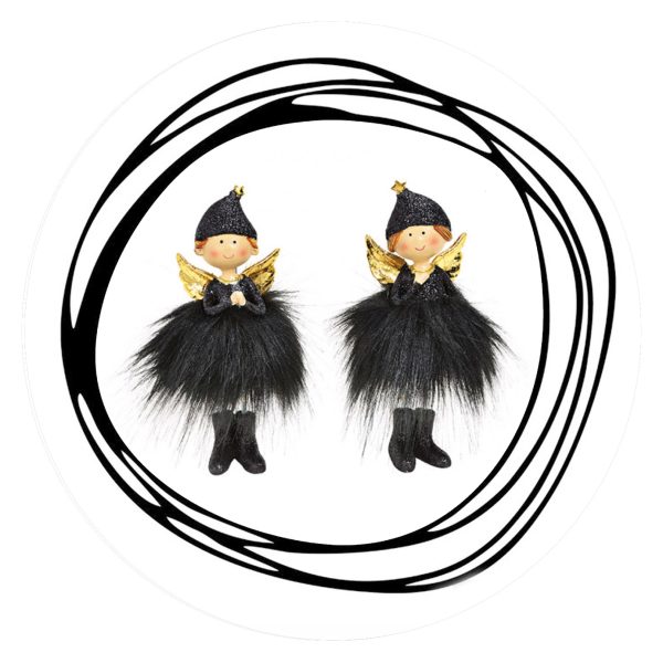 Engel zwart mutsje veren rokje