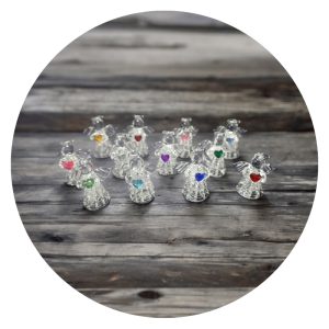 Glazen engeltjes met gekleurd kristal