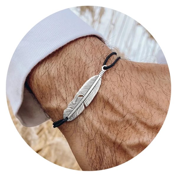 Heren veterarmband met veertje