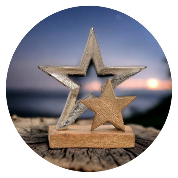 Decoratie - Sterren van metaal en hout