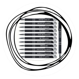 Zwarte pen met motiverende quote