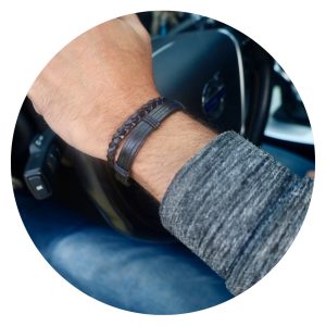 Set van twee zwarte leren herenarmbandjes