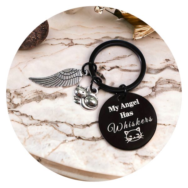 Sleutelhanger Zwart-My angel has whiskers