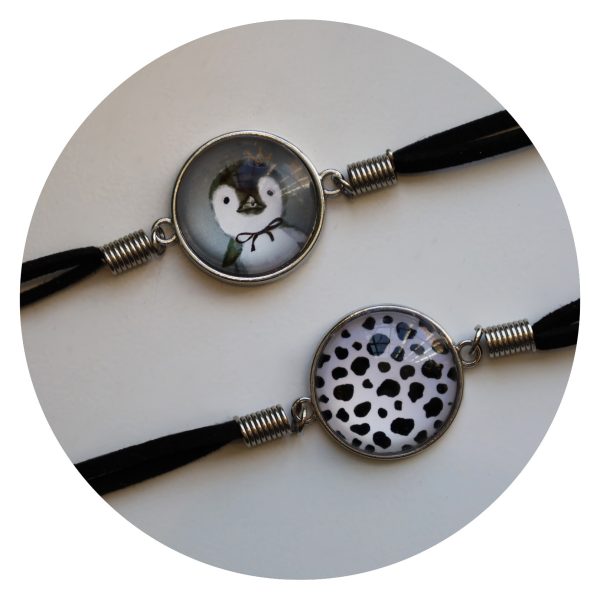 Armband suede zwart wit