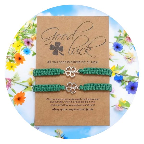 Armband geknoopt klaver Good luck