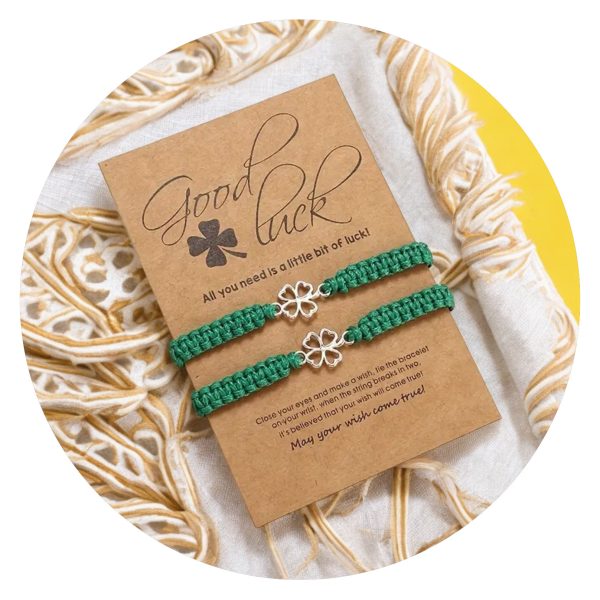 Armband geknoopt klaver Good luck