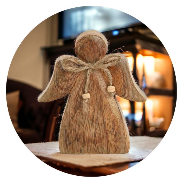 Houten engel met strikje