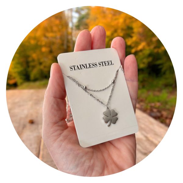 Ketting met stainless steel klaver