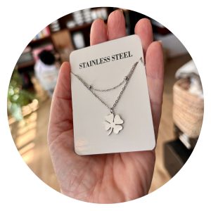 Ketting met stainless steel klaver