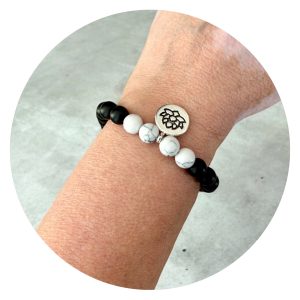 Lotusarmband zwart met wit