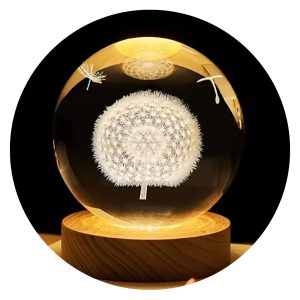 Paardenbloem in bol met lichtje