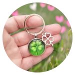 Sleutelhanger met klaver vier rond