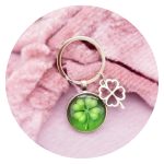 Sleutelhanger met klaver vier rond