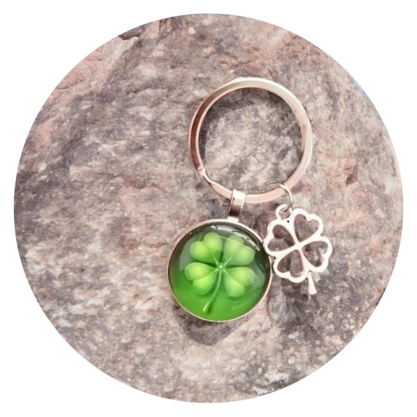 Sleutelhanger met klaver vier rond