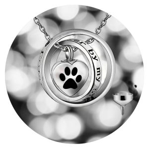 Urnketting pootafdruk in ring met quote