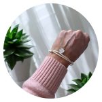 Veterarmband wit met wit klavertje zilver