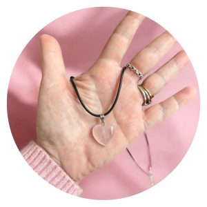 Veterketting met rozenkwarts hartje