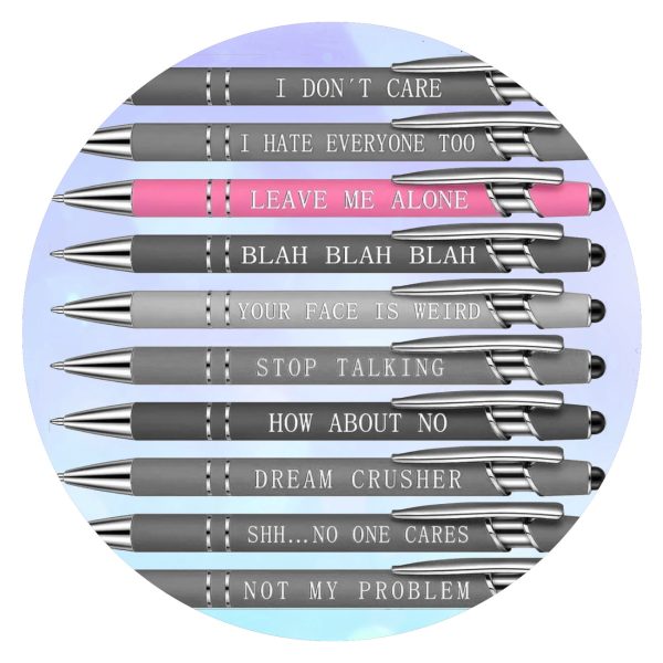 Pennen met sarcastische quote Leave me alone