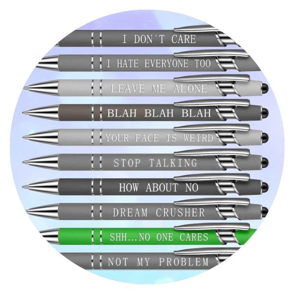 Pennen met sarcastische quote Shh no one cares