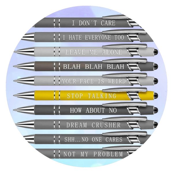 Pennen met sarcastische quote Stop talking