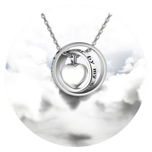 Urnketting hartje in ring met quote