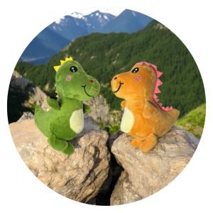 Dinosaurus knuffel groen en oranje - Dappere Dino