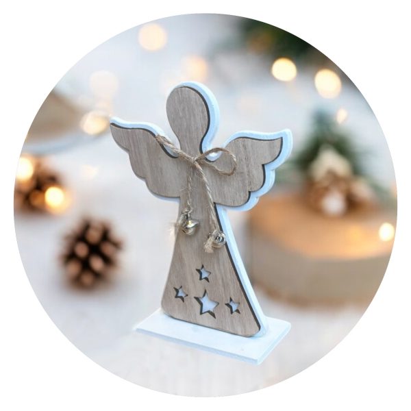 Houten engeltje met belletjes