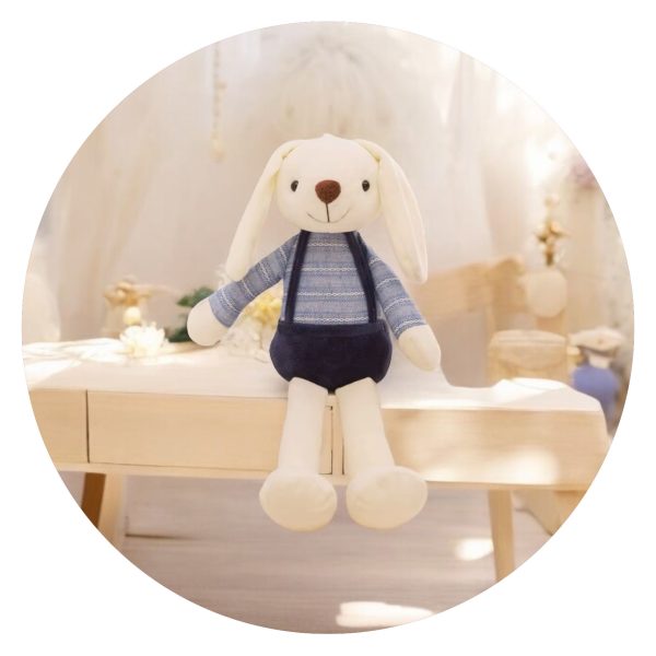 Wit konijn met blauwe broek