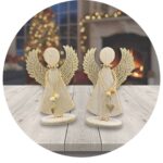 2 houten engels met houten vleugels kerstsfeer