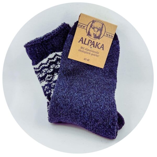 sokken van alpacawol donkerblauw/wit
