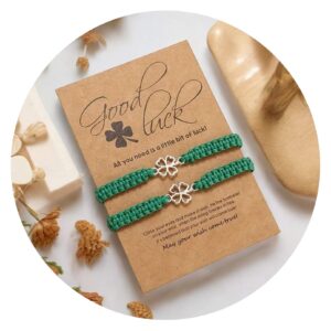 Armband geknoopt klaver Good luck