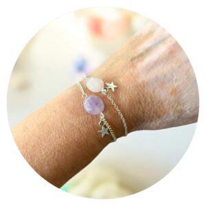 Armband met Amethist of Rozenkwarts en sterretje