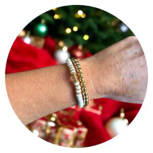 Armband set goud en platte witte kraal