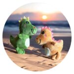 Dinosaurus knuffel groen en oranje - Dappere Dino