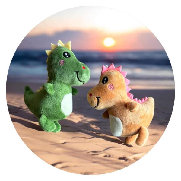 Dinosaurus knuffel groen en oranje - Dappere Dino