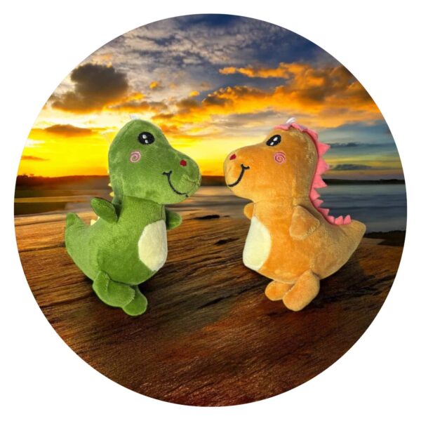 Dinosaurus knuffel groen en oranje - Dappere Dino