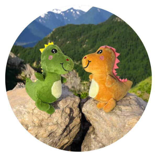 Dinosaurus knuffel groen en oranje - Dappere Dino