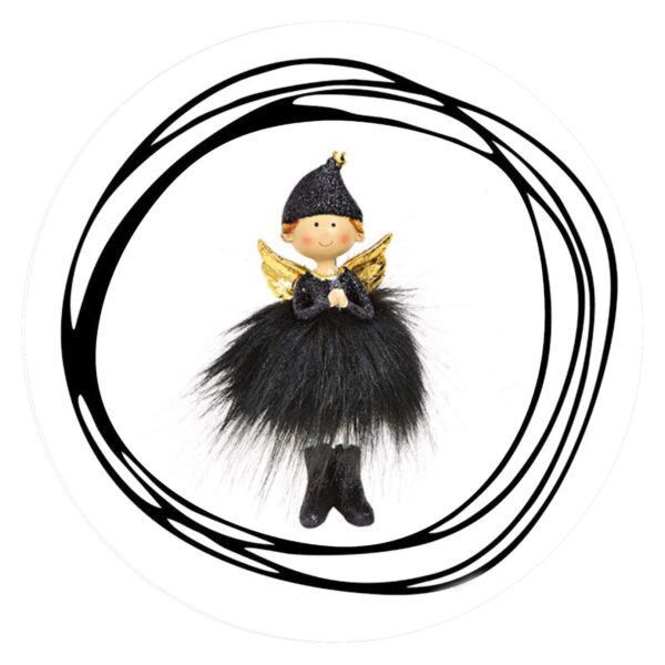 Engel zwart mutsje gevouwen handjes