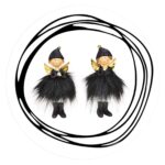 Engel zwart mutsje veren rokje