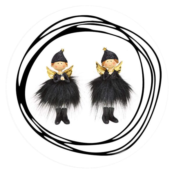 Engel zwart mutsje veren rokje