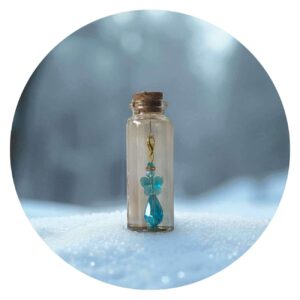 Flesje met blauwe engel