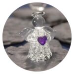Glazen engel paars steentje