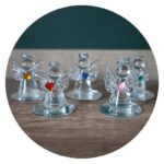 Glazen engeltjes met gekleurd kristal