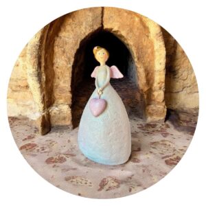 Glitterengel met roze hartje voor